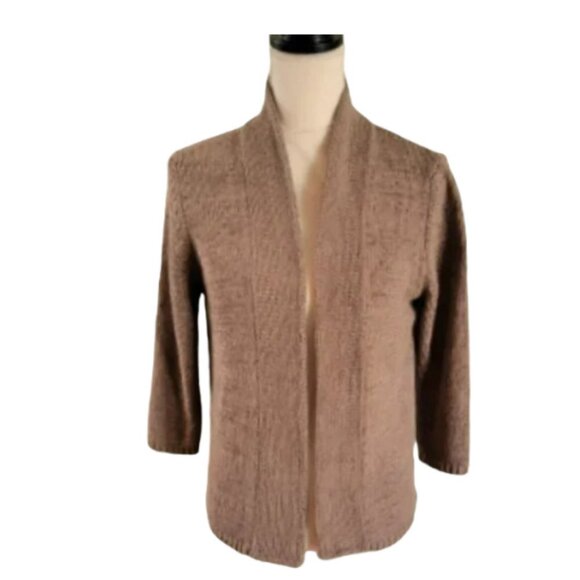 August Silk Open Cardigan in Chocolate Brown Color Shawl Neckline Casual - Picture 1 of 3